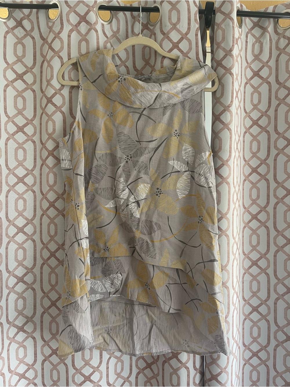 Habitat Gray Top with Yellow Floral Accents